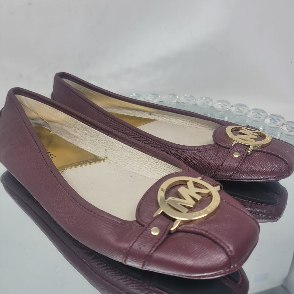 Michael Kors FULTON MOC Shoes Slip On Ballet Shoes Flats Sz 8.5 Burgundy Wine - Picture 7 of 8